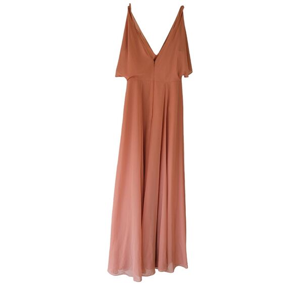 Jenny Yoo Collection Formal Gown SZ 4 Neutrals Pink Peach Flutter Sleeve V-Neck - Picture 3 of 10